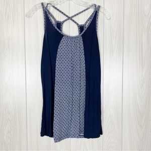 Cabi | Blue Polka Dot Sleeveless Scoop Neck Cross Back Tank Top Size Small